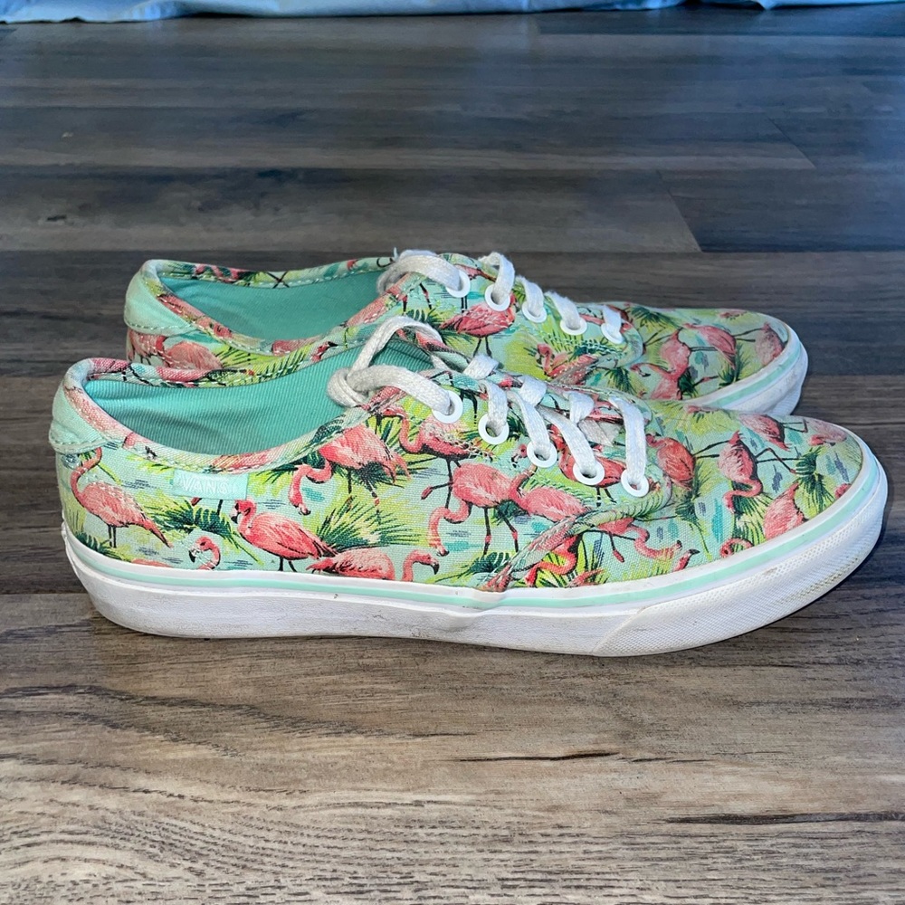 Size 8 mint green Flamingo Vans